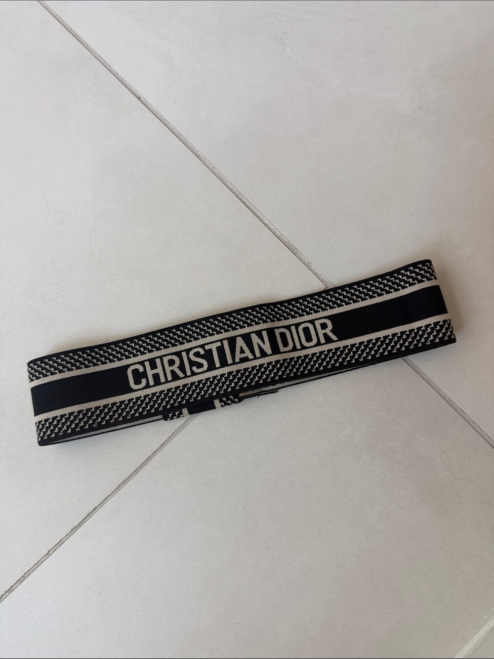 Dior Black and Cream Logo Belt Bag Strap